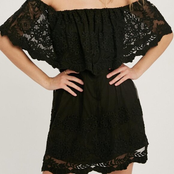 Bluivy Dresses & Skirts - Bluivy  Off The Shoulder Black Lace Dress